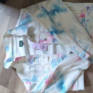 White tie die denim jacket
